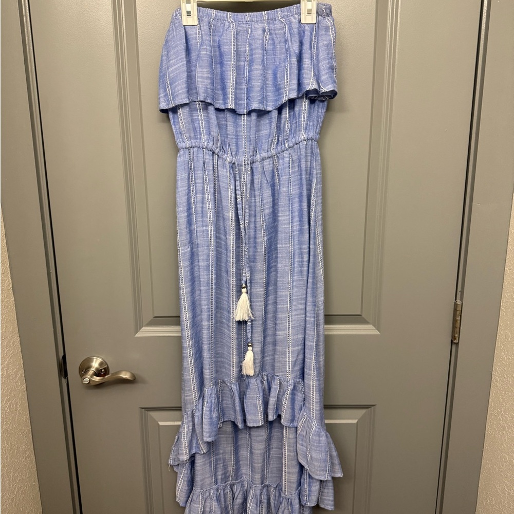 Blue Island Textured Fabric with Stitch Detail